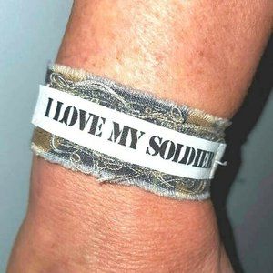 Camo Jewelry Bracelet I Love My Soldier Army Green
